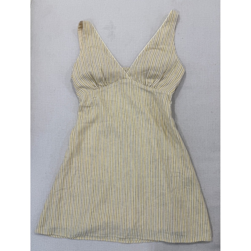 Hollister Dress Womens M Striped Linen Blend Open Back Mini New